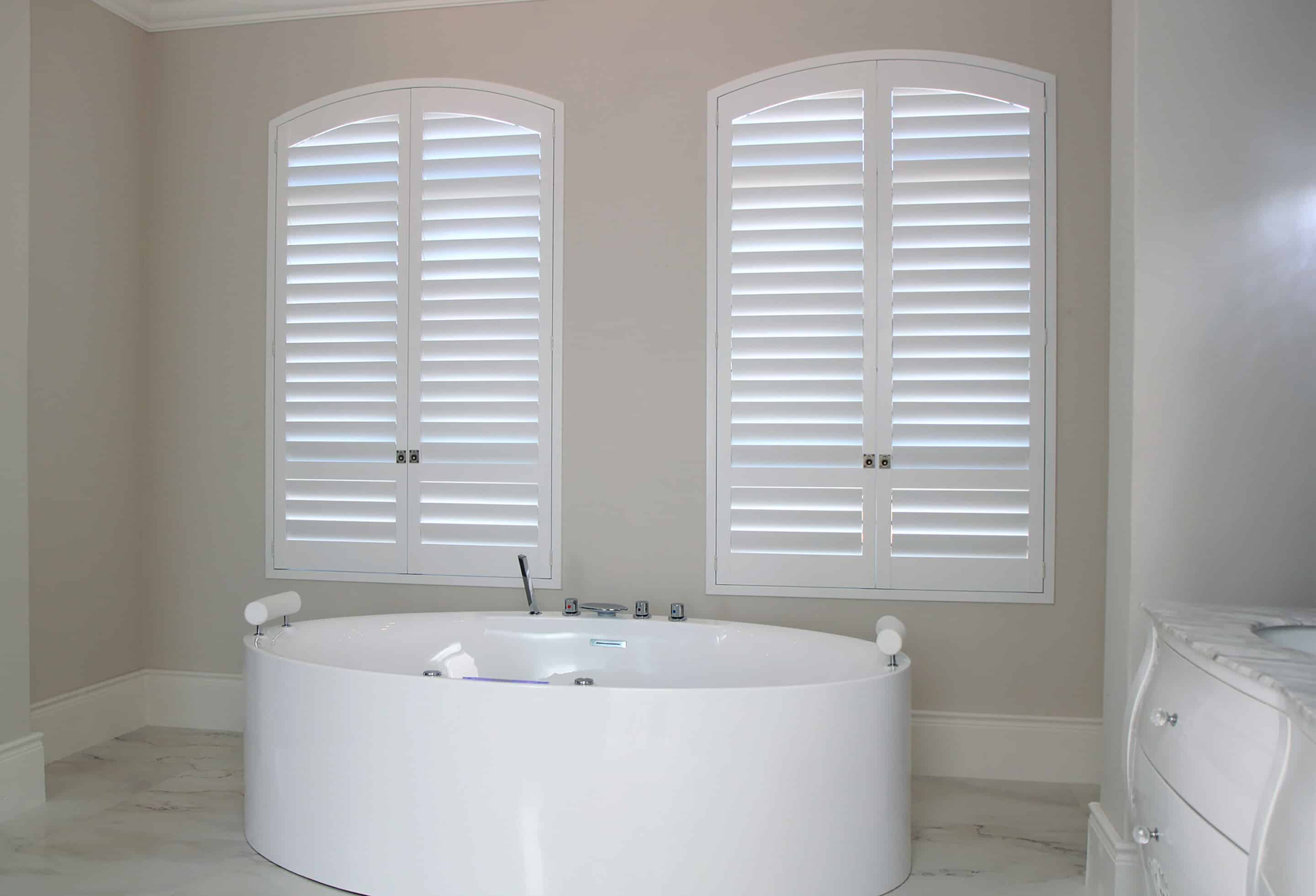 Norman White Arch Shutters Bathroom